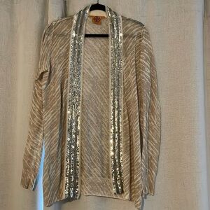 Tory Burch sequined cream print sweater